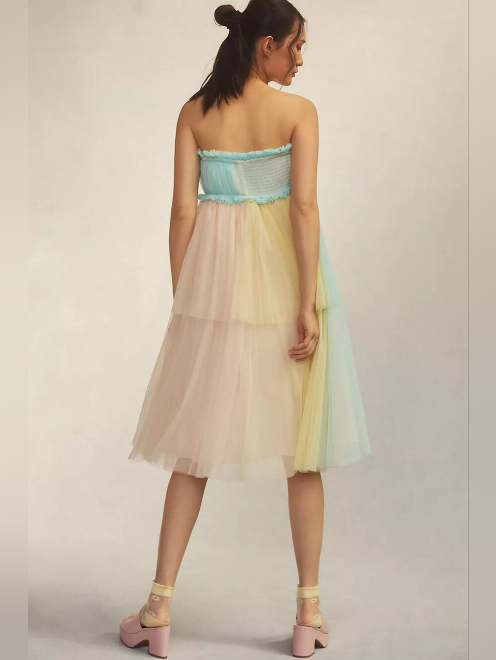 Anthropologie Pernille Rosenkilde Strapless Colorblock Tulle Dress - Picture 3 of 12